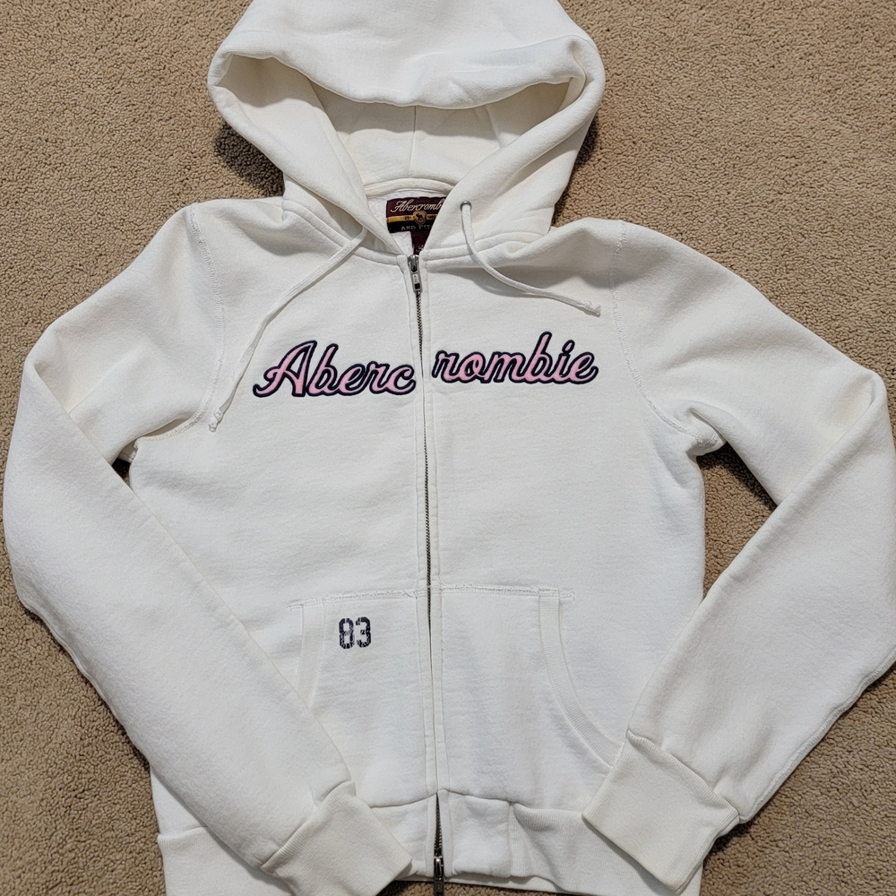 Vintage Y2K Abercrombie & Fitch Cropped  Zip Hoodie/Size Large